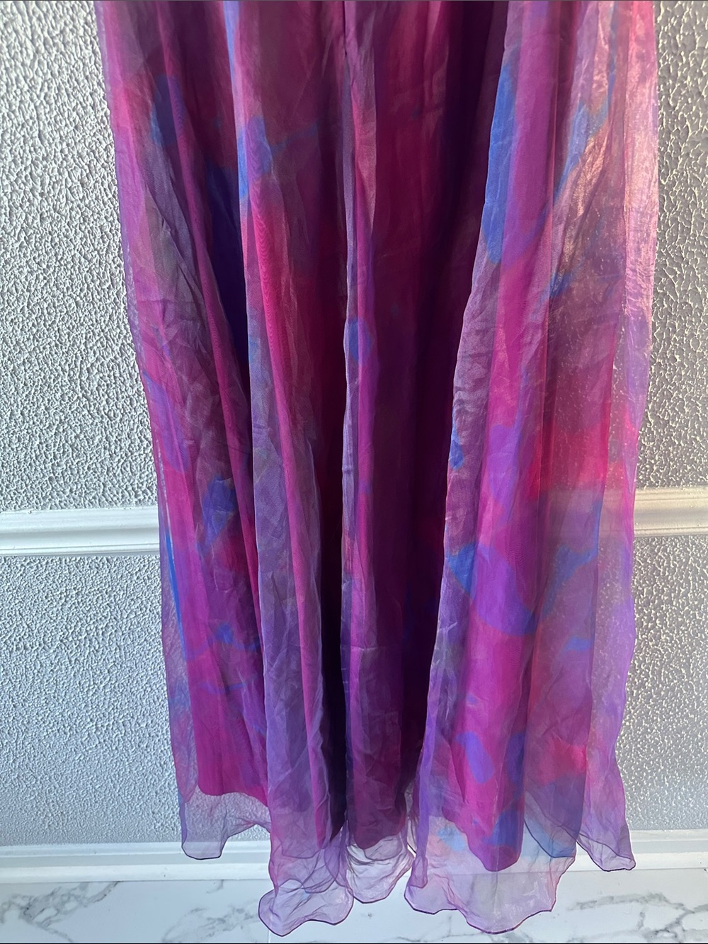 Rene Ruiz Collection One-Shoulder A-Line Organza Purple & Pink Evening Gown - Picture 8 of 12